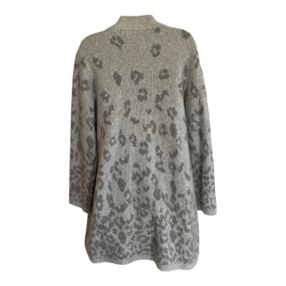 Talbots Heather Animal Print Flyway Gray Knit Cardigan Size L Petite - Picture 3 of 8